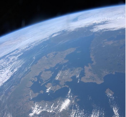 danmark fra rummet, fotograferet af den danske astronaut Andreas Mogensen fra ISS