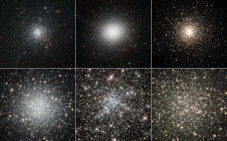 6 eksempler på meget forskellige kugleformede stjernehobe