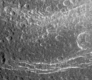 Saturn månen Dione's overflade Saturn månen Dione's overflade