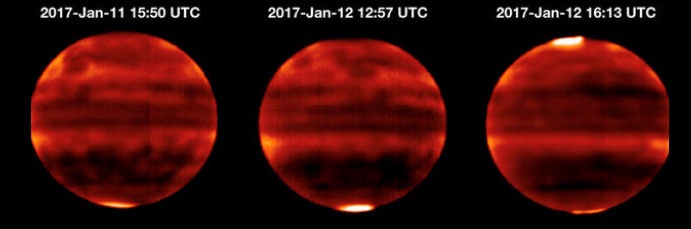 Dybt infrarøde billeder af Jupiter taget med Subaru teleskopet