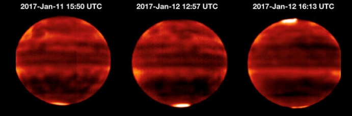 Dybt infrarøde billeder af Jupiter taget med Subaru teleskopet Dybt infrarøde billeder af Jupiter taget med Subaru teleskopet