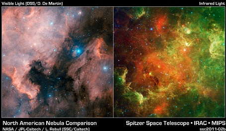 NGC7000-normamerikatågen . infrarød og visuelt