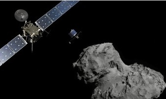 Rosetta sonden og Philea på vej ned mod komet 67P