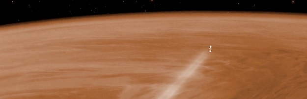 Venus Exzpress sodnen pløjer sig gennem Venus øverste atmosfære
