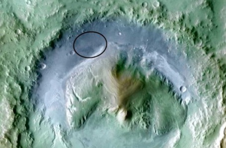 Curiosity roverens placering i gale krateret, hvor methanen er målt