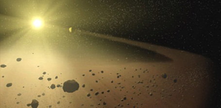 Asteroide eller kometbælte i en protoplanetarisk støvskive Asteroide eller kometbælte i en protoplanetarisk støvskive