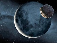 Månen og en mindre asteroide