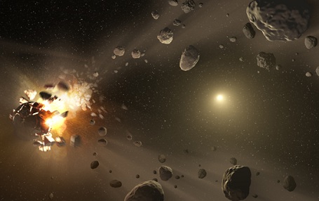 Asteroide-kollision skaber en sværm af asteroider - en familie