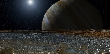 Jupitermånen Europa's isdækkede overflade Jupitermånen Europa's isdækkede overflade