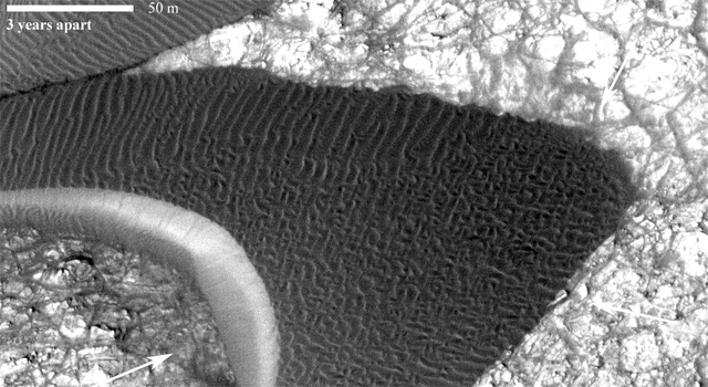 Forandringer i sand-klitter på Mars