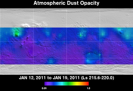 Kort over Mars-støvstorme
